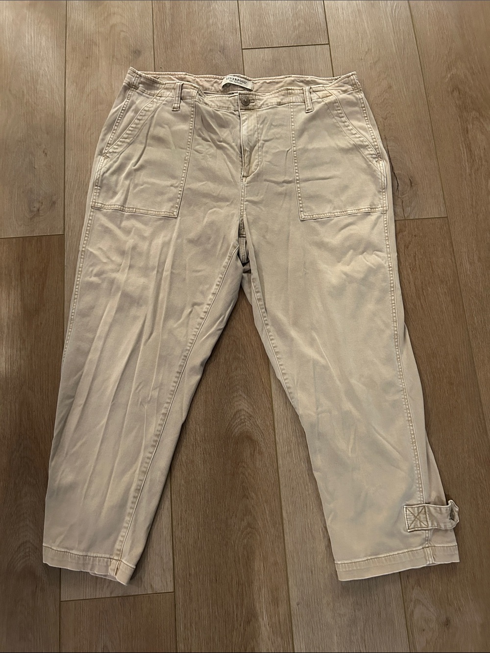 Liverpool Women’s Khaki Cotton Chinos with Ankle Tabs